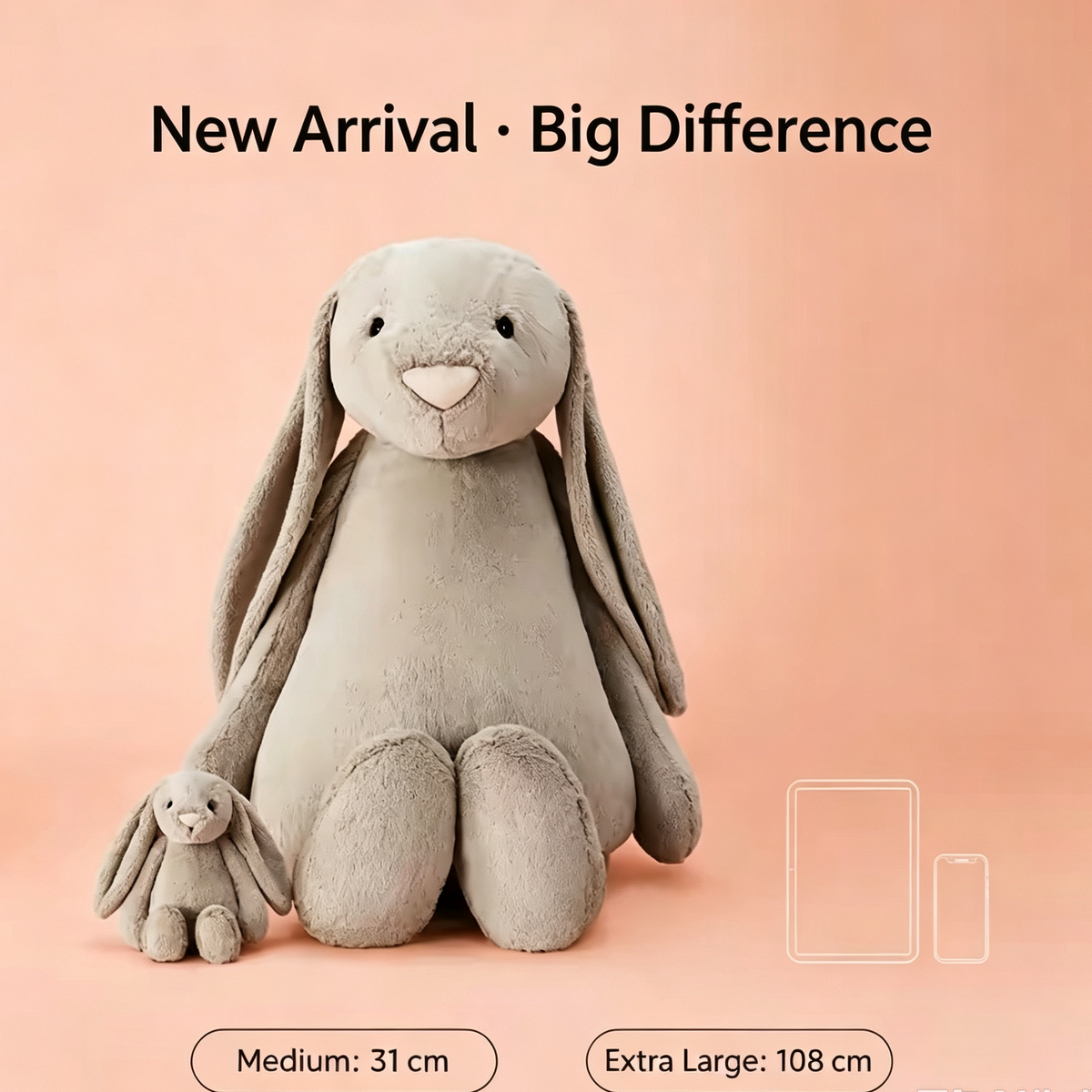 Jellycat London Bashful Beige Bunny Extra Large Soft Plush Toy 108cm