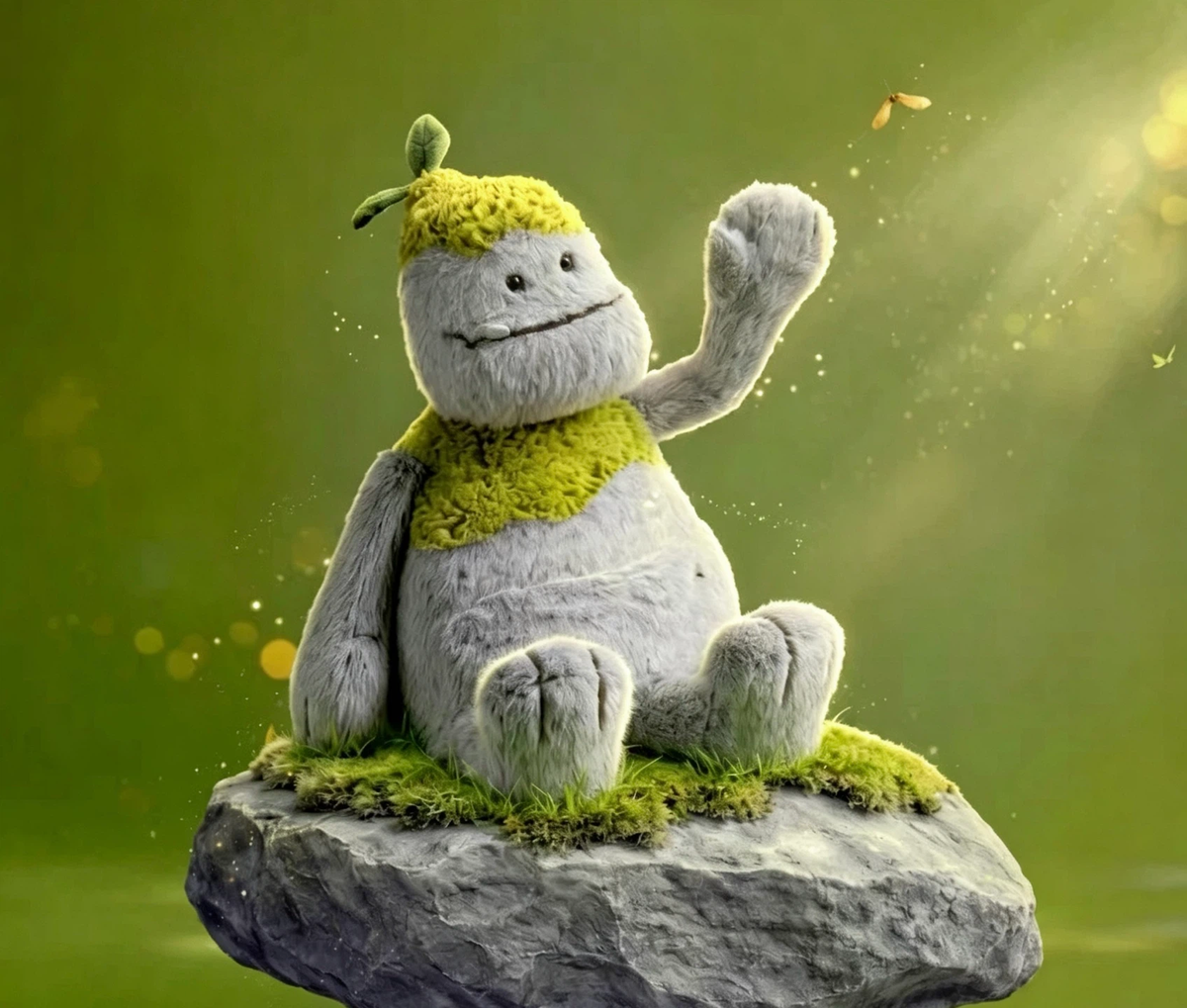 Cute Moss Forest Creature Plush Toy, Soft Fluffy Leaf‑Head Stuffed Monster Doll, Cuddly Collectible Gift for Kids & Plush Lovers