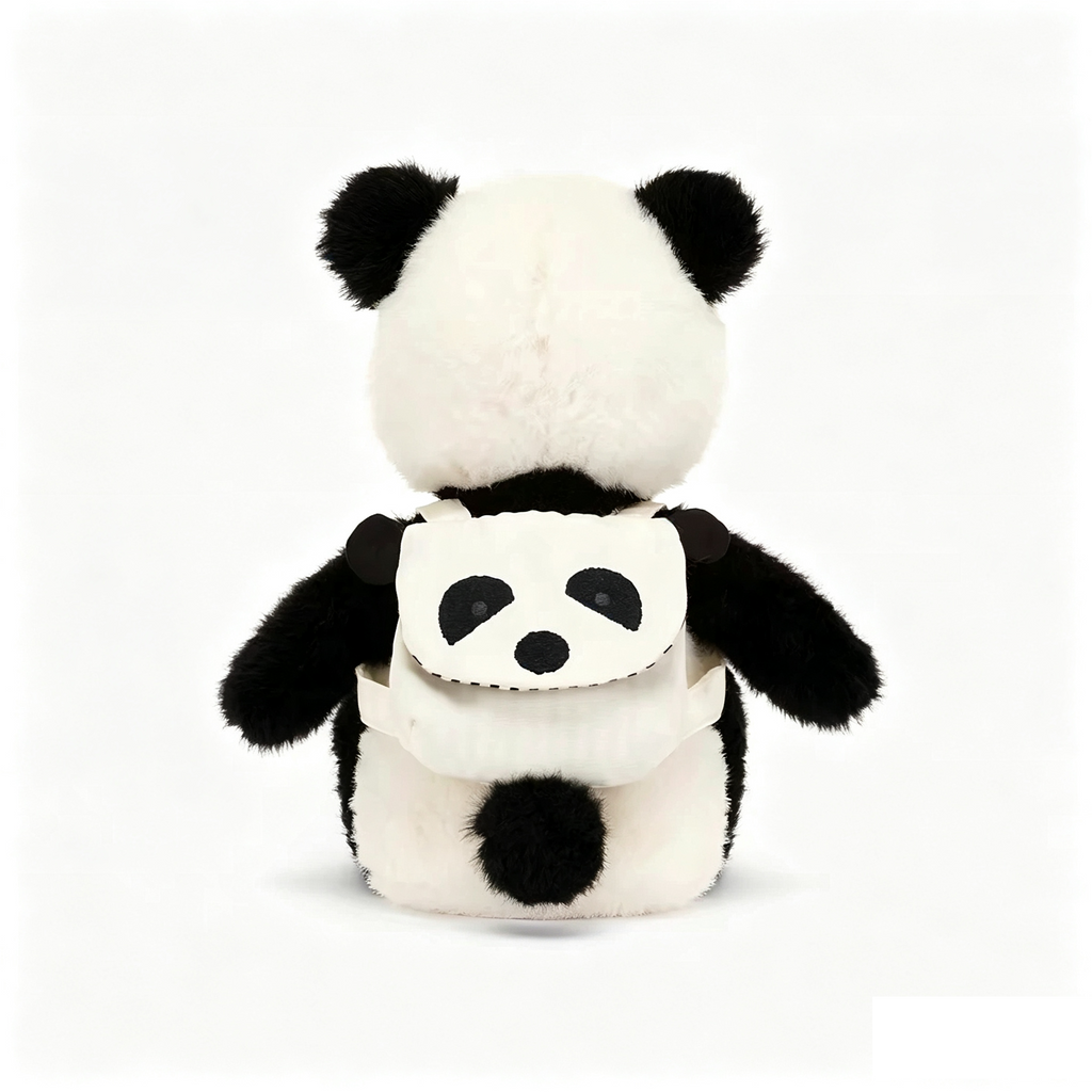 Cute Panda Plush Toy with Mini Backpack, Soft Fluffy Stuffed Panda Doll, Lovely Collectible Gift for Kids