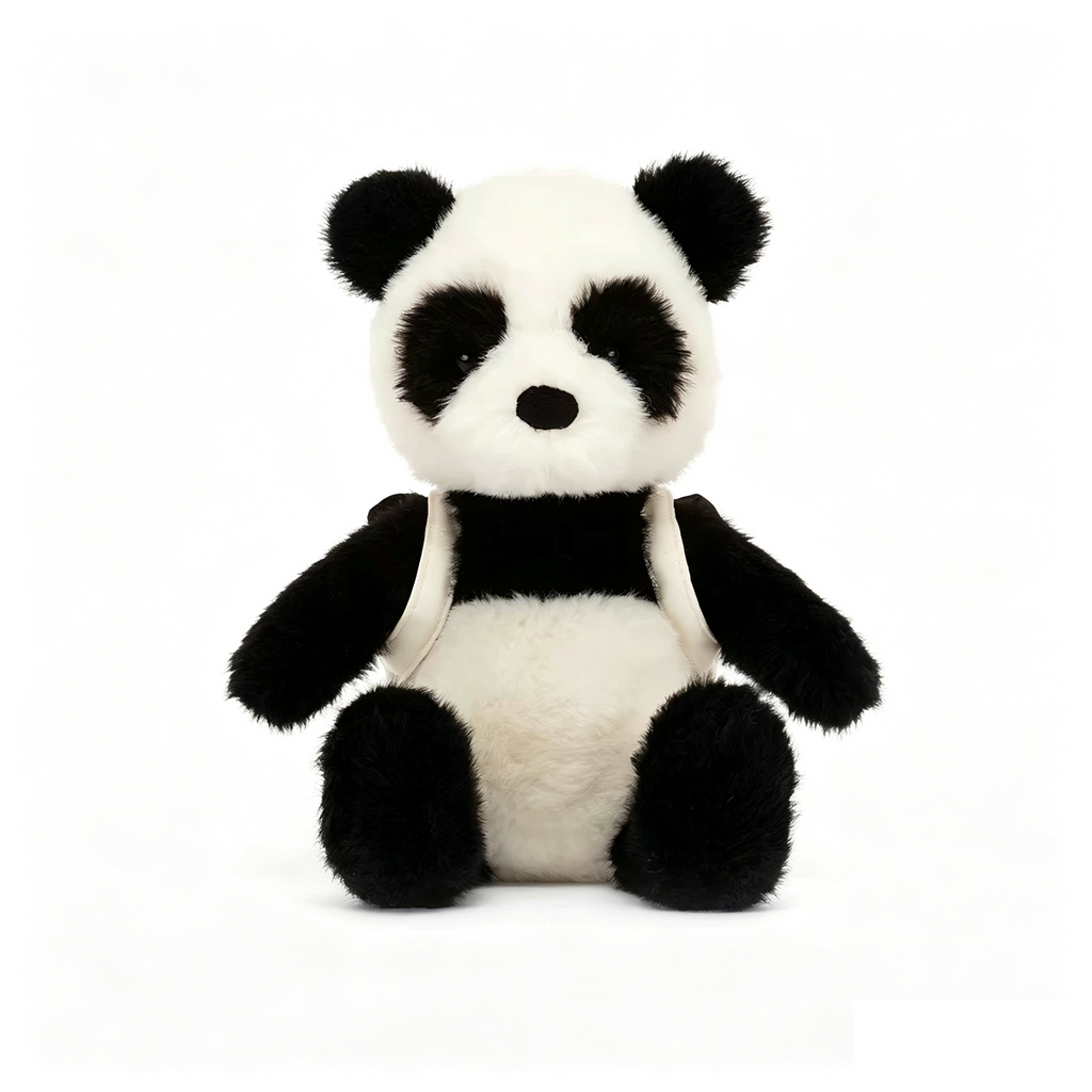 Cute Panda Plush Toy with Mini Backpack, Soft Fluffy Stuffed Panda Doll, Lovely Collectible Gift for Kids