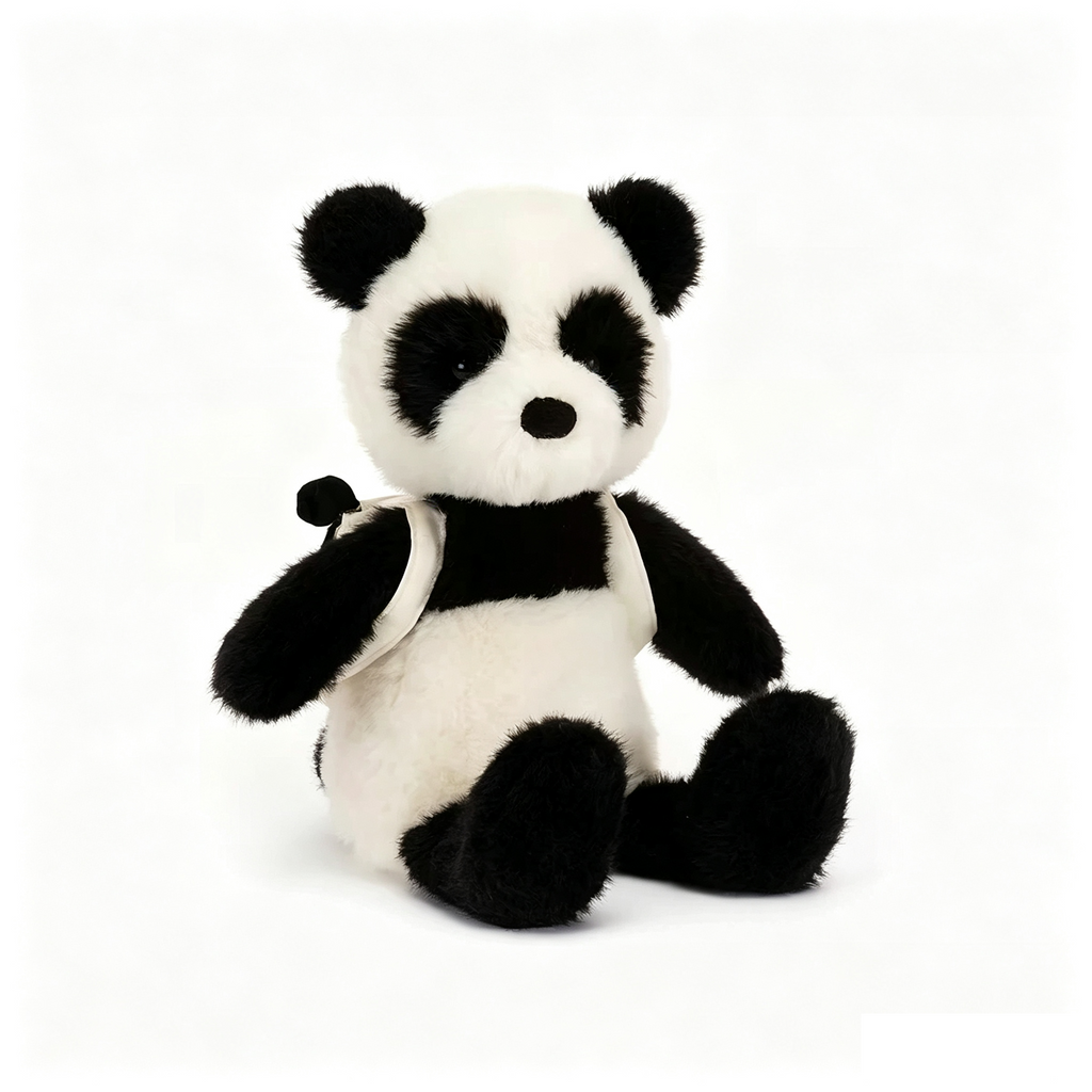 Cute Panda Plush Toy with Mini Backpack, Soft Fluffy Stuffed Panda Doll, Lovely Collectible Gift for Kids