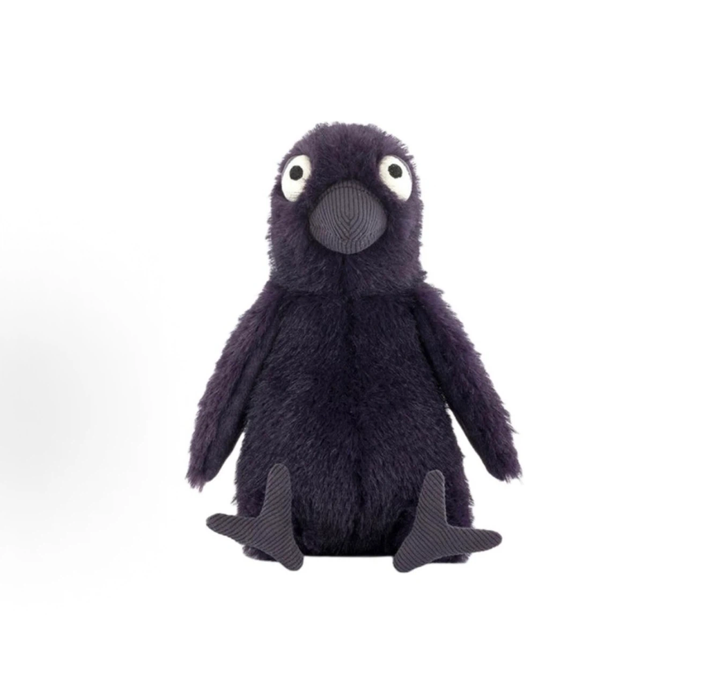 Cute Dark Purple Crow Plush Toy, Fluffy Raven Stuffed Animal, Halloween Decor Soft Plush Gift