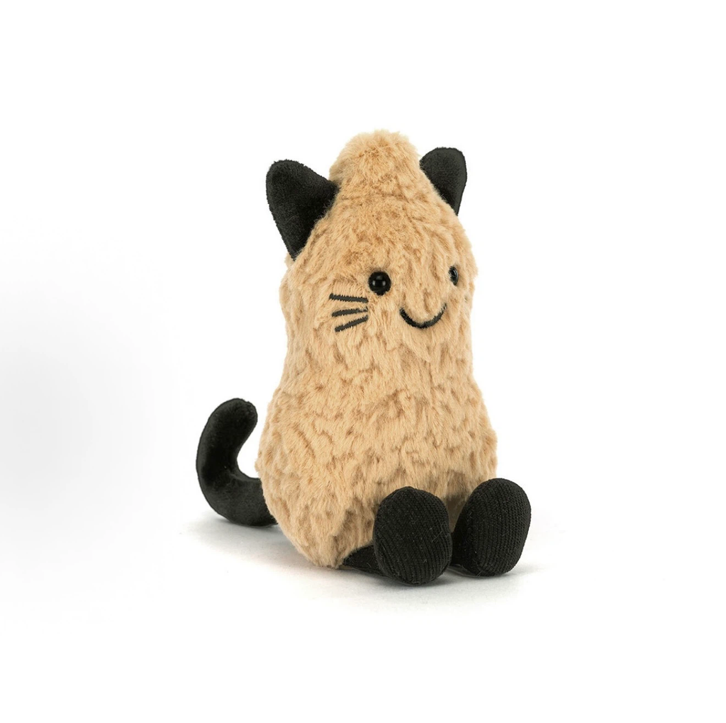 Cute Peanut Cat Plush Toy, Soft Fluffy Cat Stuffed Animal, Unique Peanut Shape Kitty Plush Gift