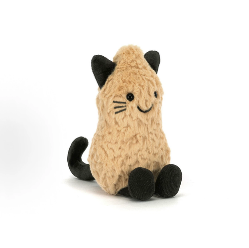 Cute Peanut Cat Plush Toy, Soft Fluffy Cat Stuffed Animal, Unique Peanut Shape Kitty Plush Gift