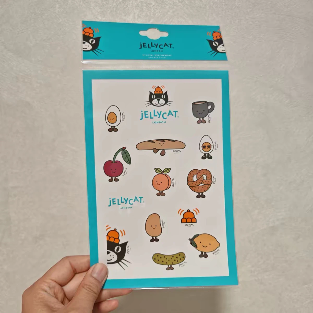 Jellycat Sticker Sheet 3‑Pack Bundle, Food Theme, Ocean Marine Theme & Winter Holiday Theme Stickers, Brand New Sealed Collectible Set