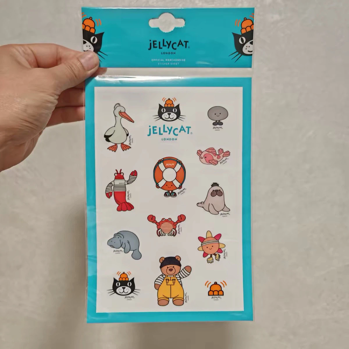 Jellycat Sticker Sheet 3‑Pack Bundle, Food Theme, Ocean Marine Theme & Winter Holiday Theme Stickers, Brand New Sealed Collectible Set