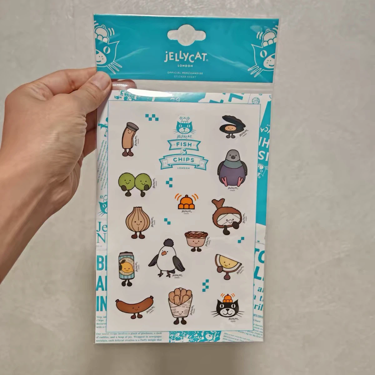 Jellycat Sticker Sheet 3‑Pack Bundle, Fish & Chips, Garden Farm & Tropical Vacation Theme Stickers, Brand New Sealed Collectible Set